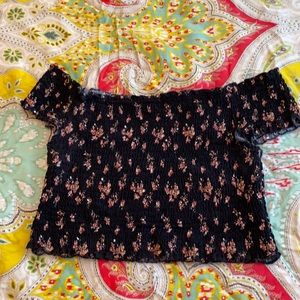 Off the shoulder floral crop top